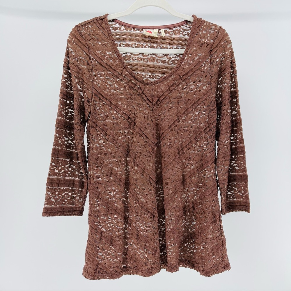 Anthropologie Lilka Colette Lace Top in Brown/Mauve, Women’s Medium